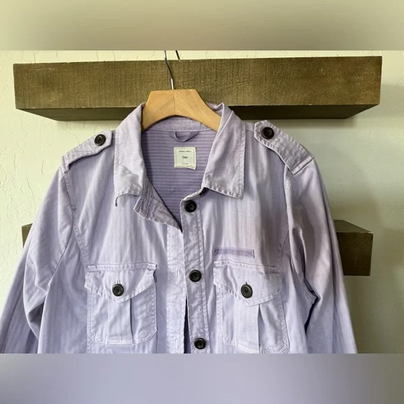 GAP|Pastel Lavender Lilac Button-Front Utility Jacket,Cotton/Canvas size LARGE• - Picture 5 of 14